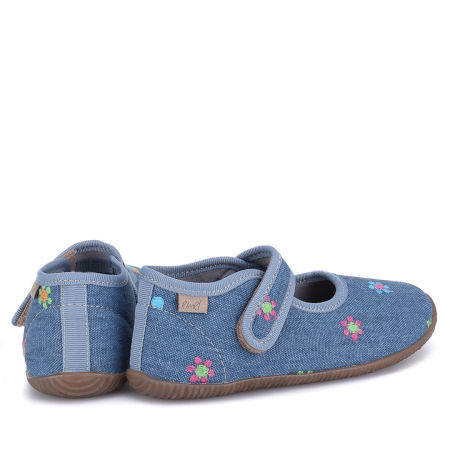 Kapcie Barefoot dla dzieci jeansowe w kwiatuszki zdjęcie 3