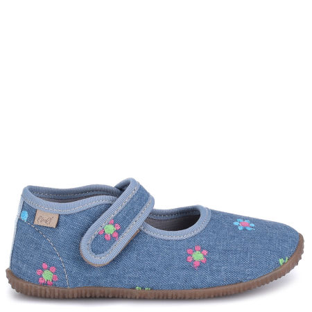Kapcie Barefoot dla dzieci niebieskie w kwiatuszki