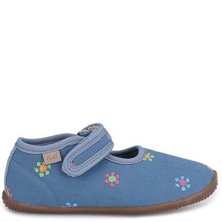 Kapcie Barefoot dla dzieci niebieskie w kwiatuszki