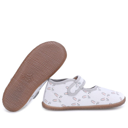 Kapcie Barefoot dla dzieci szare w króliczki zdjęcie 2