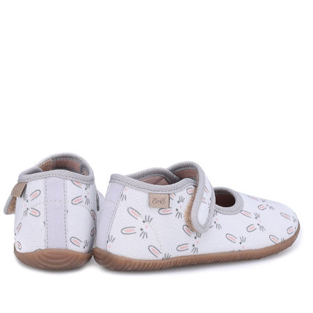 Kapcie Barefoot dla dzieci szare w króliczki zdjęcie 3