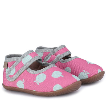 Kapcie Barefoot dla dzieci różowe w jabłuszka zdjęcie 1