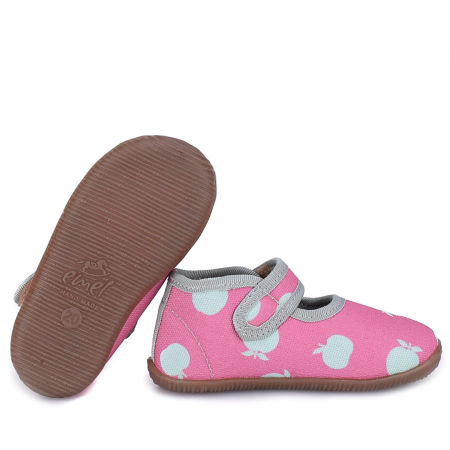 Kapcie Barefoot dla dzieci różowe w jabłuszka zdjęcie 2