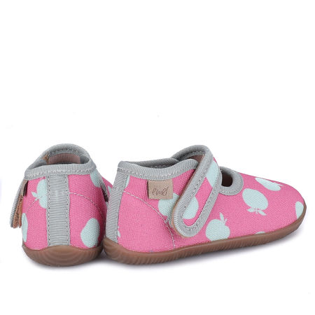 Kapcie Barefoot dla dzieci różowe w jabłuszka zdjęcie 3