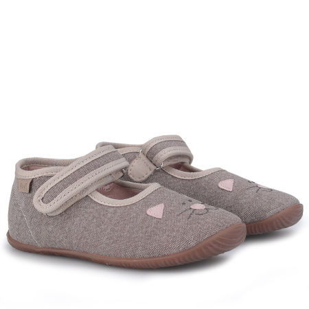 Kapcie Barefoot dla dzieci szare z kotkiem zdjęcie 1