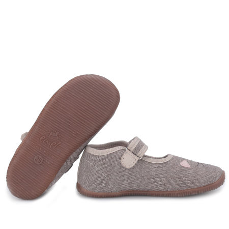 Kapcie Barefoot dla dzieci szare z kotkiem zdjęcie 2