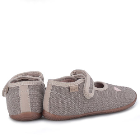 Kapcie Barefoot dla dzieci szare z kotkiem zdjęcie 3
