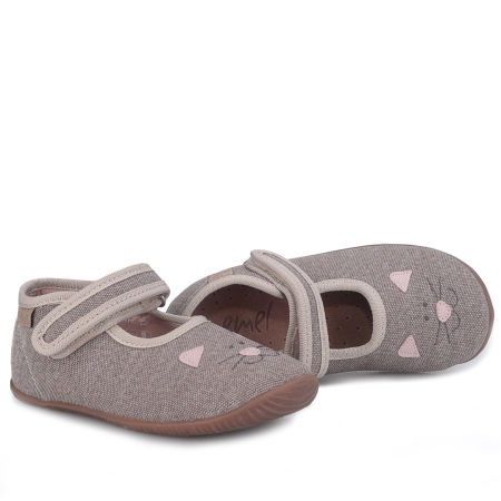 Kapcie Barefoot dla dzieci szare z kotkiem zdjęcie 4