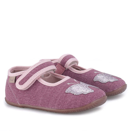 Kapcie Barefoot dla dzieci fioletowe z motylkiem