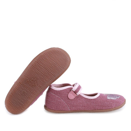 Kapcie Barefoot dla dzieci fioletowe z motylkiem zdjęcie 2