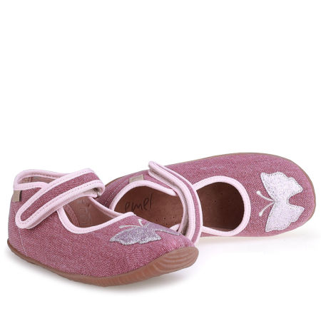 Kapcie Barefoot dla dzieci fioletowe z motylkiem zdjęcie 4