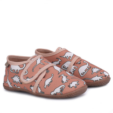 Kapcie Barefoot dla dzieci brązowe w dinozaury zdjęcie 1