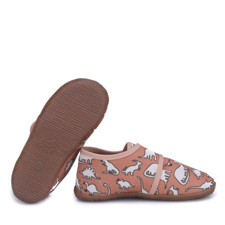Kapcie Barefoot dla dzieci brązowe w dinozaury zdjęcie 2