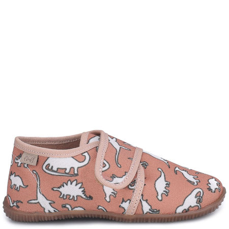Kapcie Barefoot dla dzieci brązowe w dinozaury