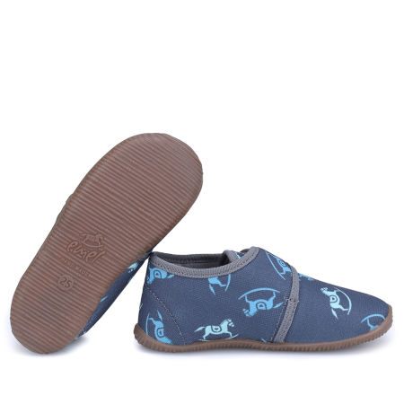 Kapcie Barefoot dla dzieci granatowe w koniki zdjęcie 2