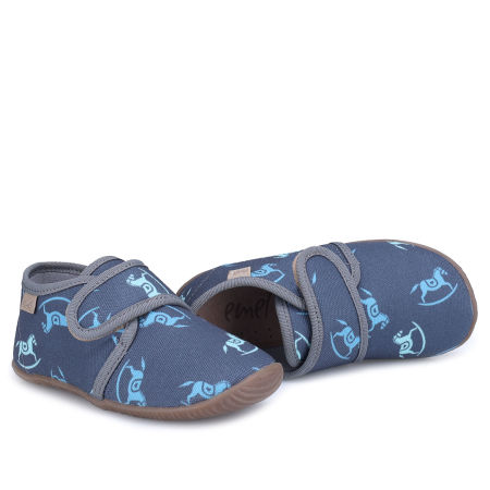 Kapcie Barefoot dla dzieci granatowe w koniki zdjęcie 4