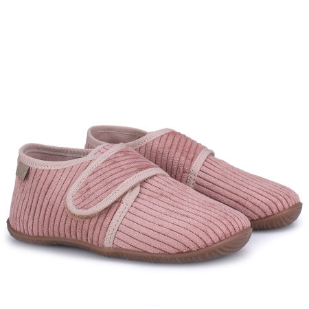 Kapcie Barefoot dla dzieci sztruksowe różowe zdjęcie 1