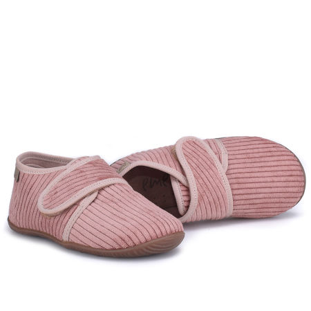 Kapcie Barefoot dla dzieci sztruksowe różowe zdjęcie 4
