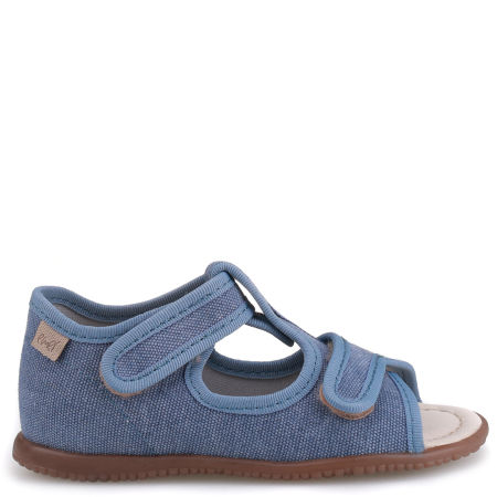 Kapcie Barefoot dla dzieci niebieskie sandałki z bawełny organicznej