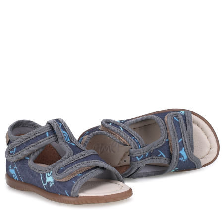 Kapcie Barefoot dla dzieci granatowe sandałki w koniki zdjęcie 4