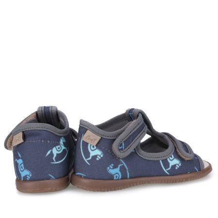 Kapcie Barefoot dla dzieci granatowe sandałki w koniki zdjęcie 3