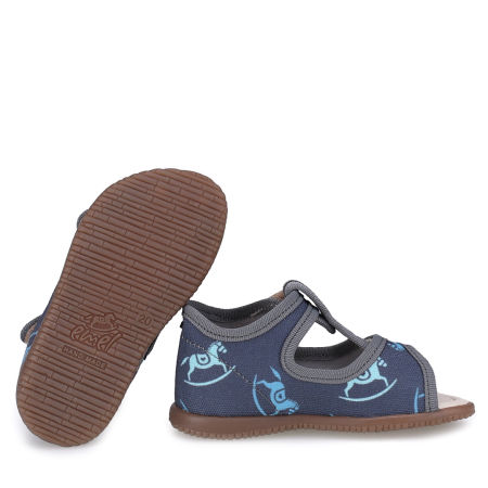 Kapcie Barefoot dla dzieci granatowe sandałki w koniki zdjęcie 2