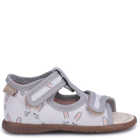 Kapcie Barefoot dla dzieci szare sandałki w króliczki