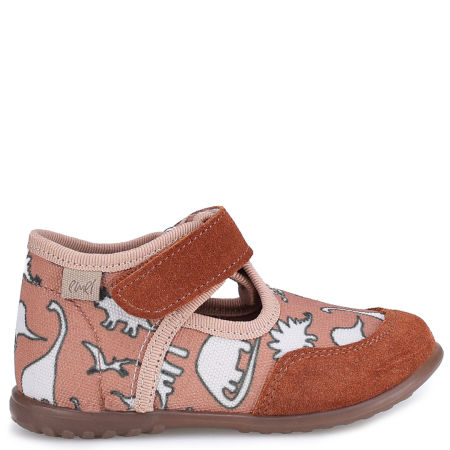 Kapcie dla dzieci brązowe w dinozaury