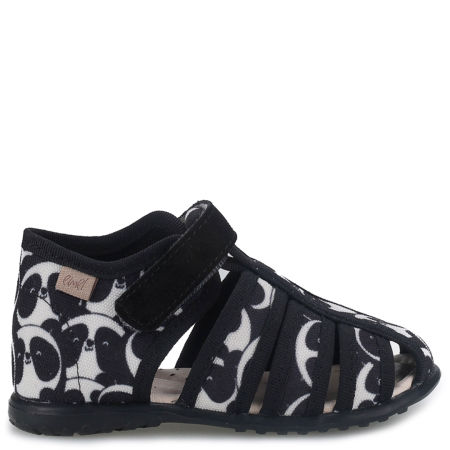 Kapcie dla dzieci czarno-białe sandałki w pandy