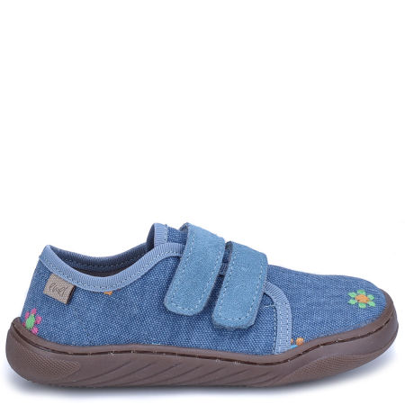 Emel Barefoot niebieskie tenisówki dziecięce w kwiatuszki