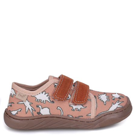 Emel Barefoot brązowe tenisówki dziecięce w dinozaury