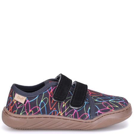 Emel Barefoot czarne tenisówki dziecięce w kolorowe serduszka