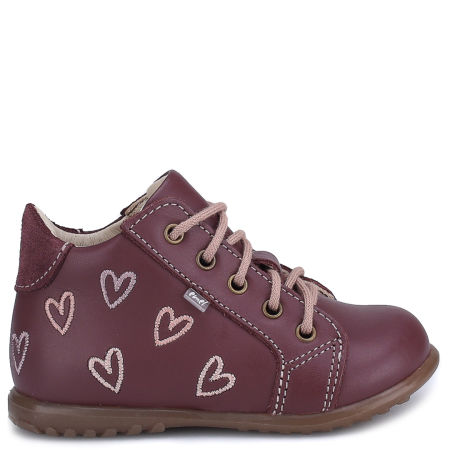 London Roczki® bordowe trzewiki dziecięce ze skóry naturalnej