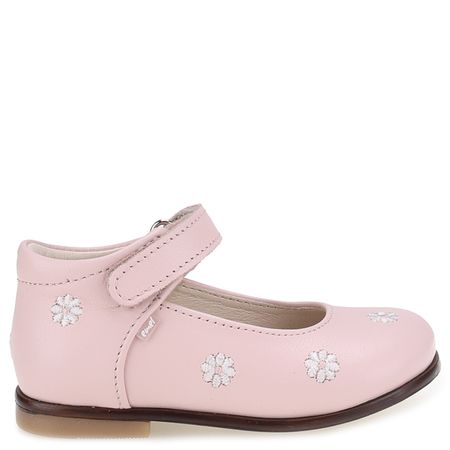 Roma Roczki® różowe baleriny dziecięce ze skóry naturalnej w kwiatuszki