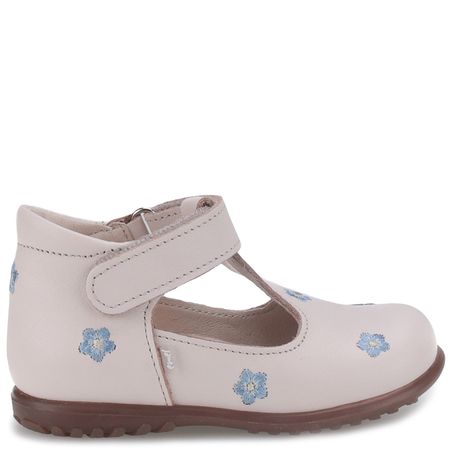 Portofino Roczki® beżowe baleriny dziecięce ze skóry naturalnej w kwiatuszki