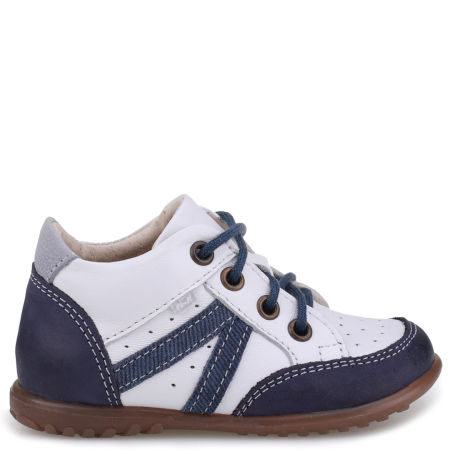 Monaco Roczki® granatowo-białe trzewiki dziecięce ze skóry naturalnej