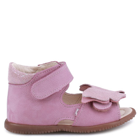Malaga Roczki® fioletowe sandały dziecięce ze skóry naturalnej z motylkiem