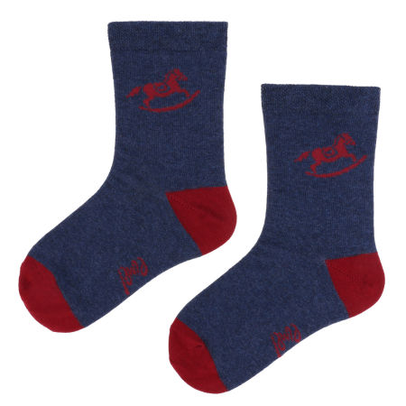 Skarpetki bawełniane granatowo-czerwone