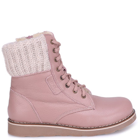 Oslo membrana różowe traperki dziecięce ze skóry naturalnej