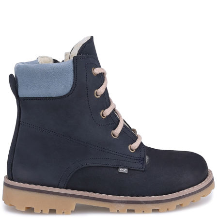 Geneva membrana granatowe traperki dziecięce ze skóry naturalnej