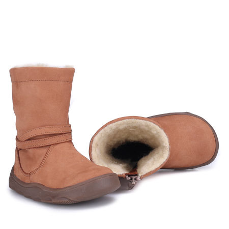 Minnesota barefoot brązowe kozaczki dziecięce ze skóry naturalnej zdjęcie 4