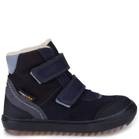 Alaska membrana granatowe traperki dziecięce ze skóry naturalnej