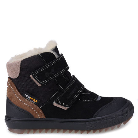 Alaska membrana czarne traperki dziecięce ze skóry naturalnej