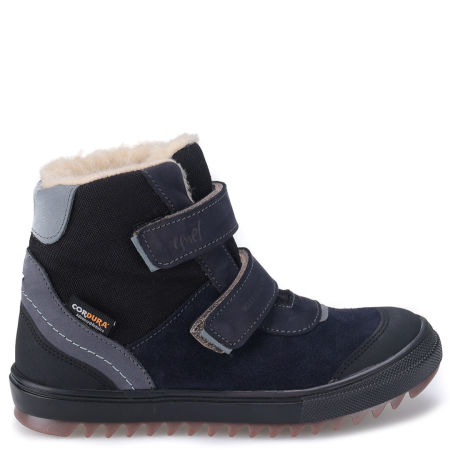 Alaska membrana granatowe traperki dziecięce ze skóry naturalnej