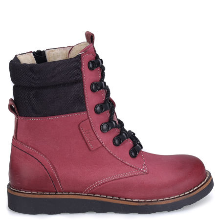 Yukon membrana bordowe traperki dziecięce ze skóry naturalnej