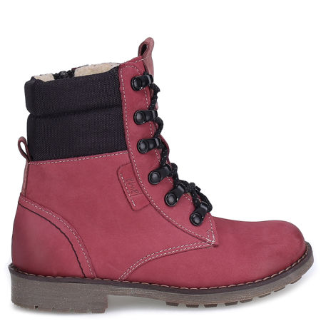 Yukon membrana bordowe traperki dziecięce ze skóry naturalnej