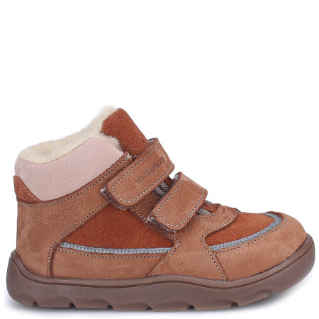 Atlas barefoot membrana brązowe traperki dziecięce ze skóry naturalnej