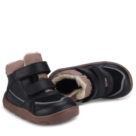 Atlas barefoot membrana czarne trzewiki dziecięce ze skóry naturalnej