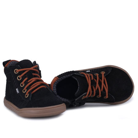 Etna barefoot membrana czarne trampki dziecięce ze skóry naturalnej zdjęcie 3