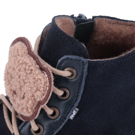 Helsinki Roczki® membrana granatowe trzewiki dziecięce ze skóry naturalnej z misiem